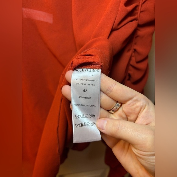 See By Chloe Ruched Long Sleeve Blouse in Earthy Red - Picture 9 of 16
